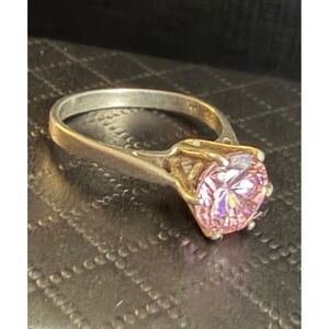 Sterling Silver Pink Tourmaline Ring Signed PO 925 Size 5 Pinky